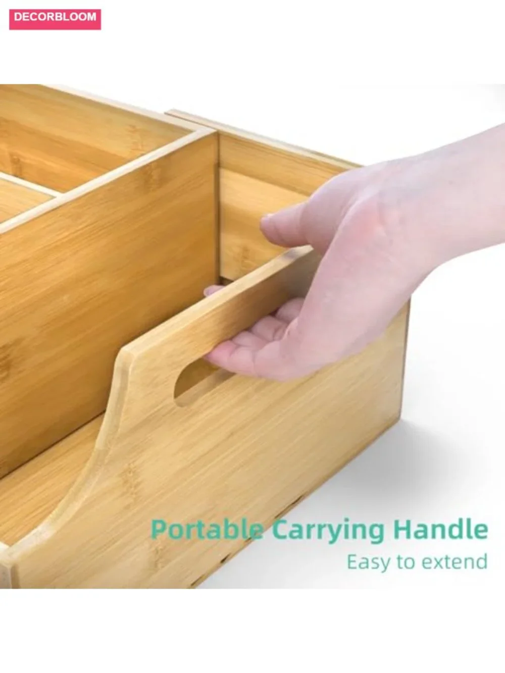 Expandable Bamboo Coffee Station Organizer with 7 Compartments, Countertop